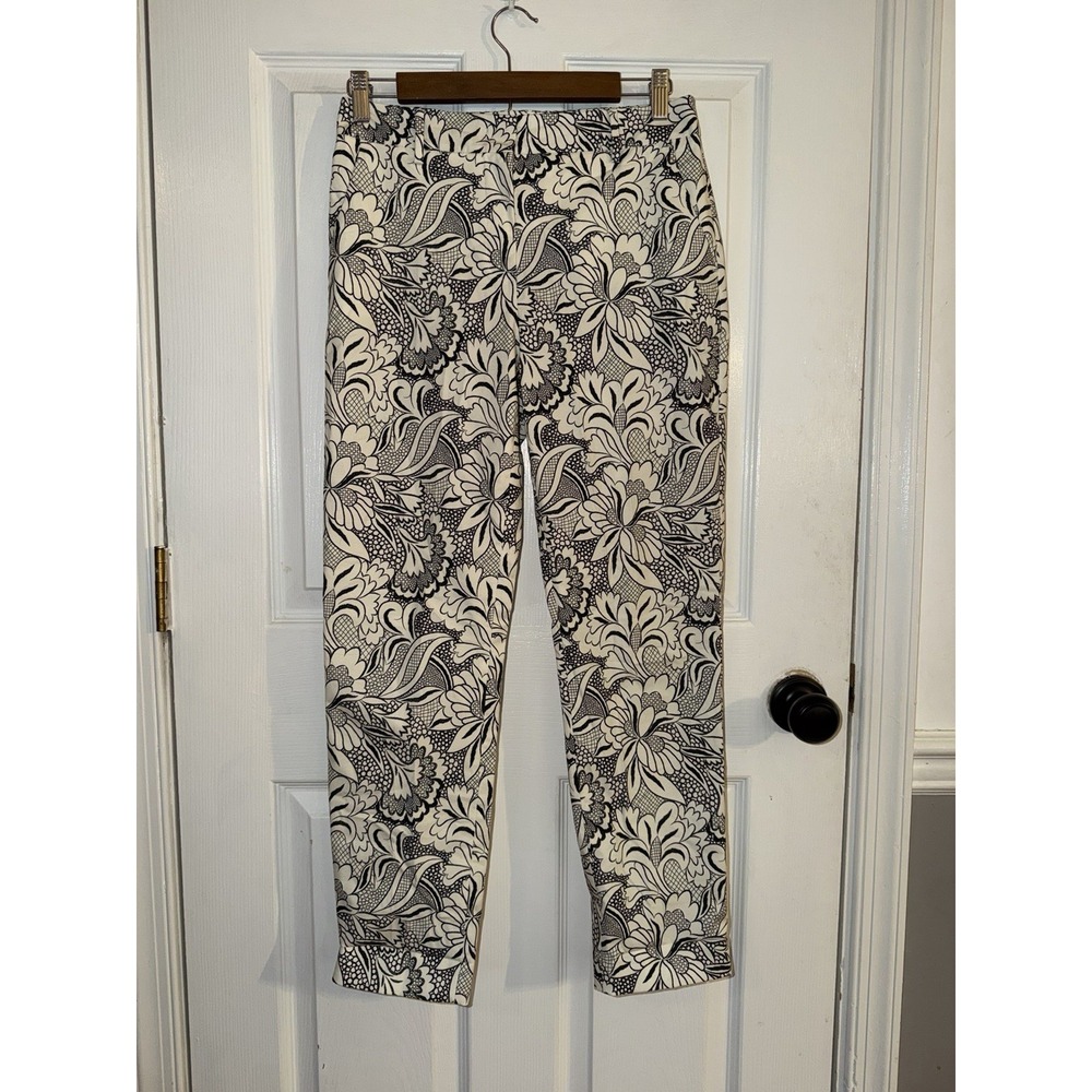 Weekend Max Mara Ginepro Cigarette Trousers Pants Cream Floral Cotton Blend Sz 6